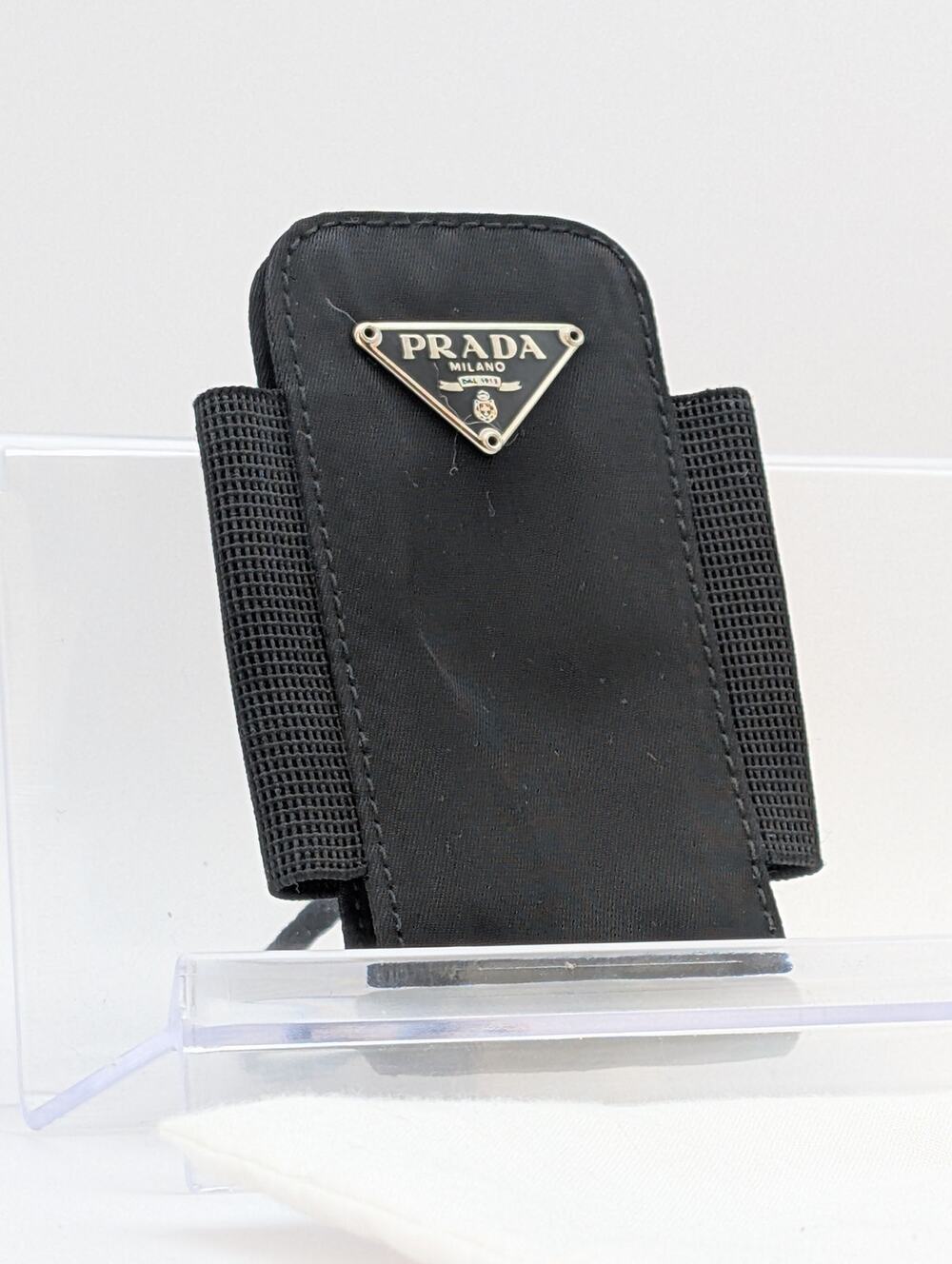 Prada Vintage Tessuto Nylon Phone Holder Pouch Cigarette Case Black w/ Dust Bag